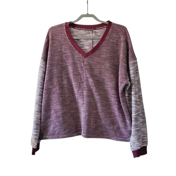 Calvin Klein Performance V Neck Heathered Lounge Active Sweater 1X - Picture 3 of 8